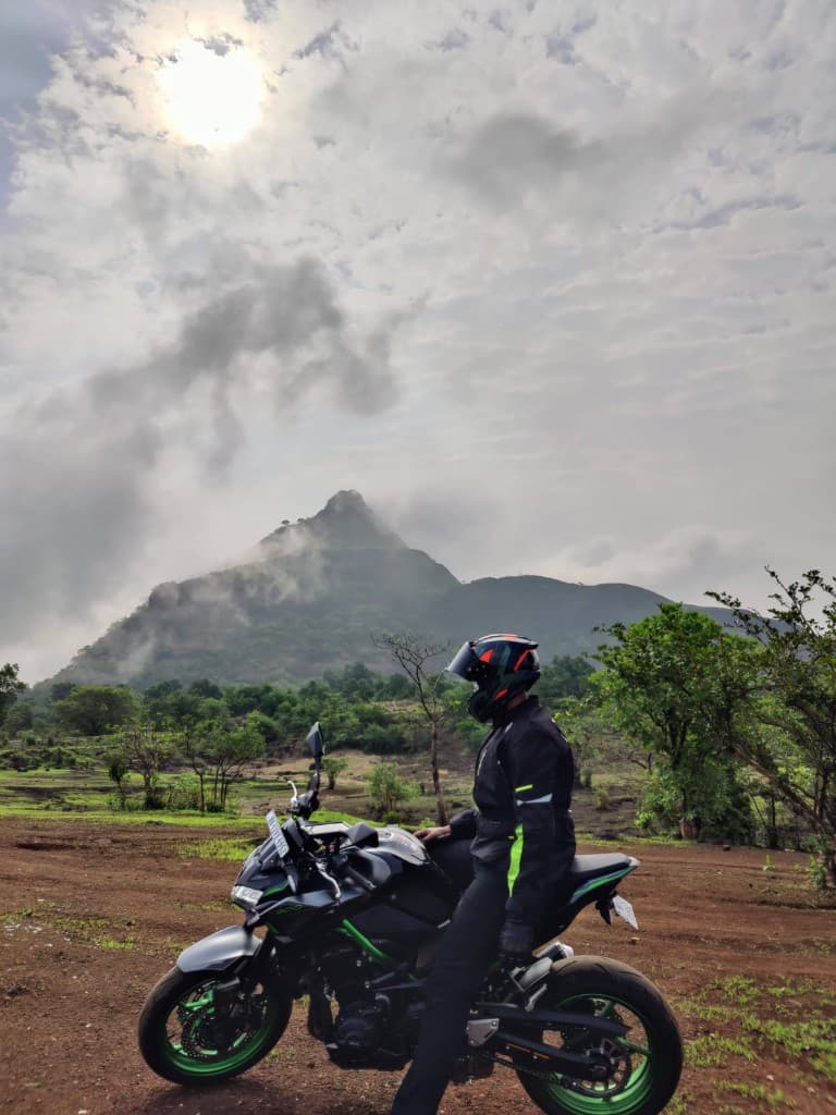 Parth Ghumatkar with motorcycle